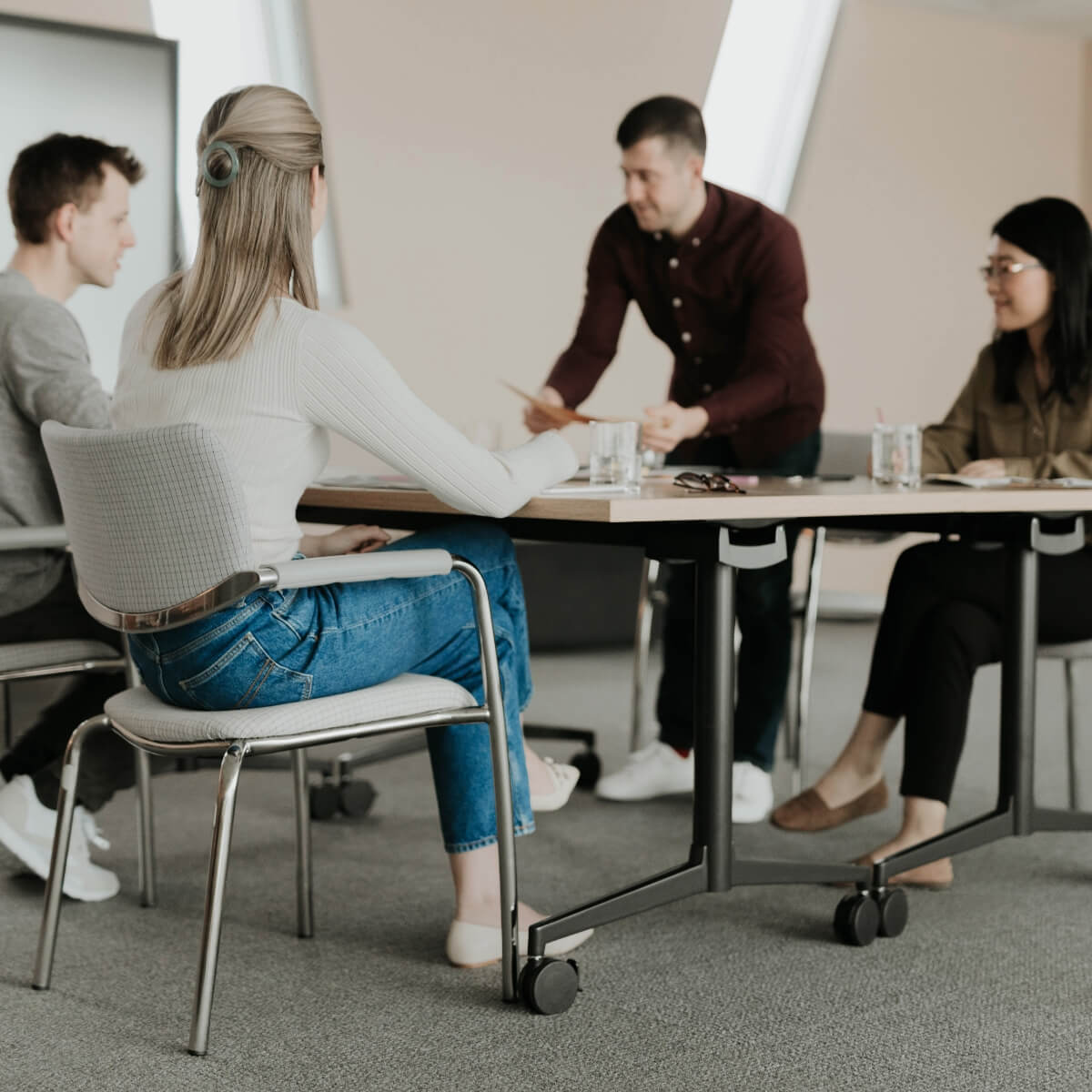 Jive T-Base Flip Table in lifestyle shot